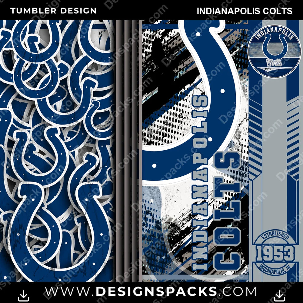 Football Sports Indianapolis Colts NFL Football Tumbler Digital Wrap Design Download