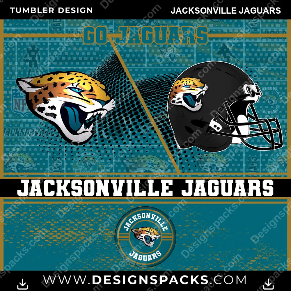 Football Sports Jacksonville Jaguars NFL Football Tumbler Digital Wrap Design Download