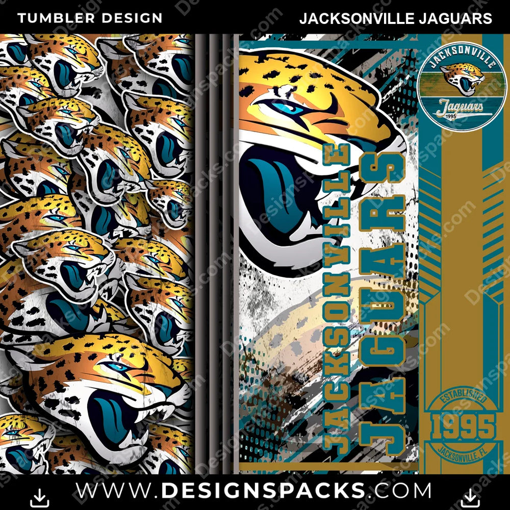 Football Sports Jacksonville Jaguars NFL Football Tumbler Digital Wrap Design Download