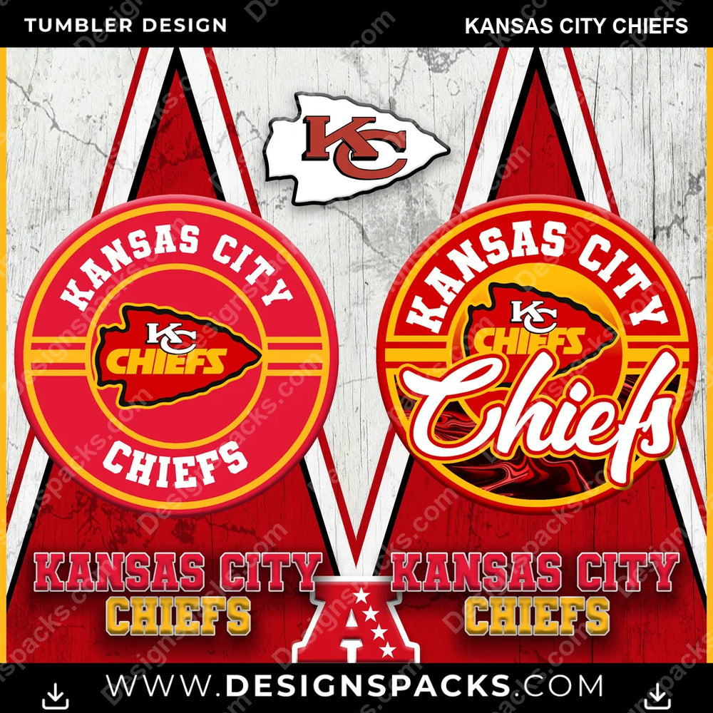 Football Sports Kansas City Chiefs NFL Football Tumbler Digital Wrap Design Download