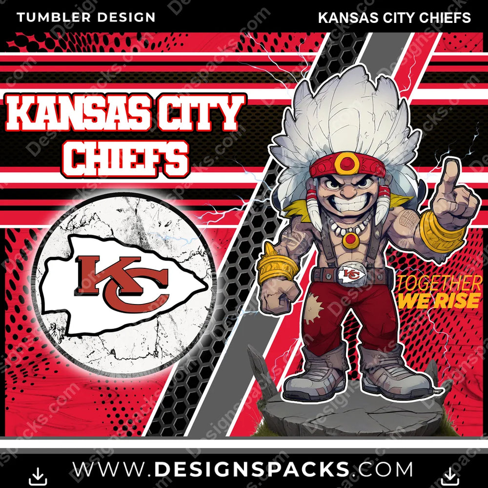 Football Sports Kansas City Chiefs NFL Football Tumbler Digital Wrap Design Download