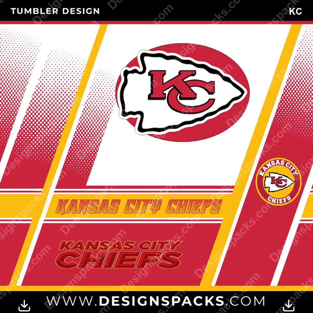 Football Sports KC NFL Football Tumbler Digital Wrap Design Download