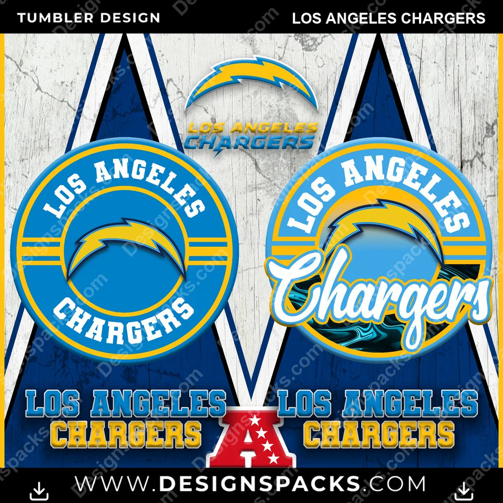 Football Sports Los Angeles Chargers NFL Football Tumbler Digital Wrap Design Download
