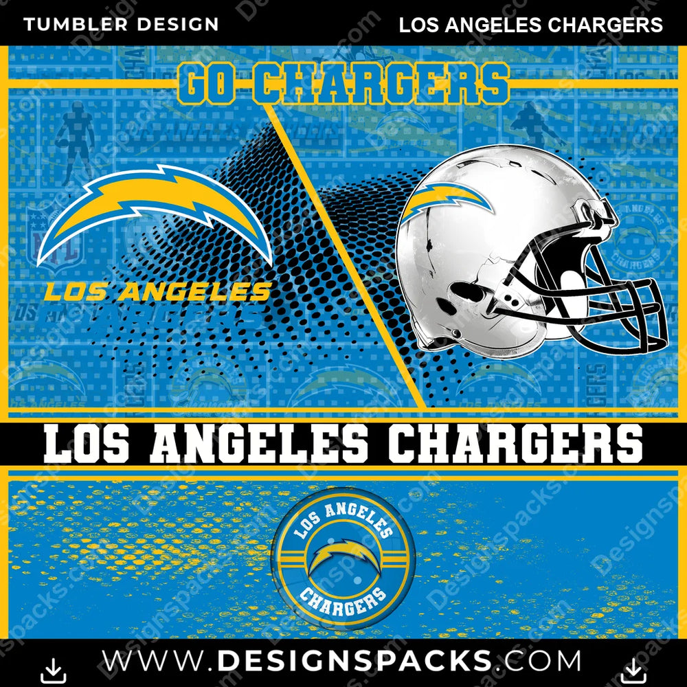 Football Sports Los Angeles Chargers NFL Football Tumbler Digital Wrap Design Download