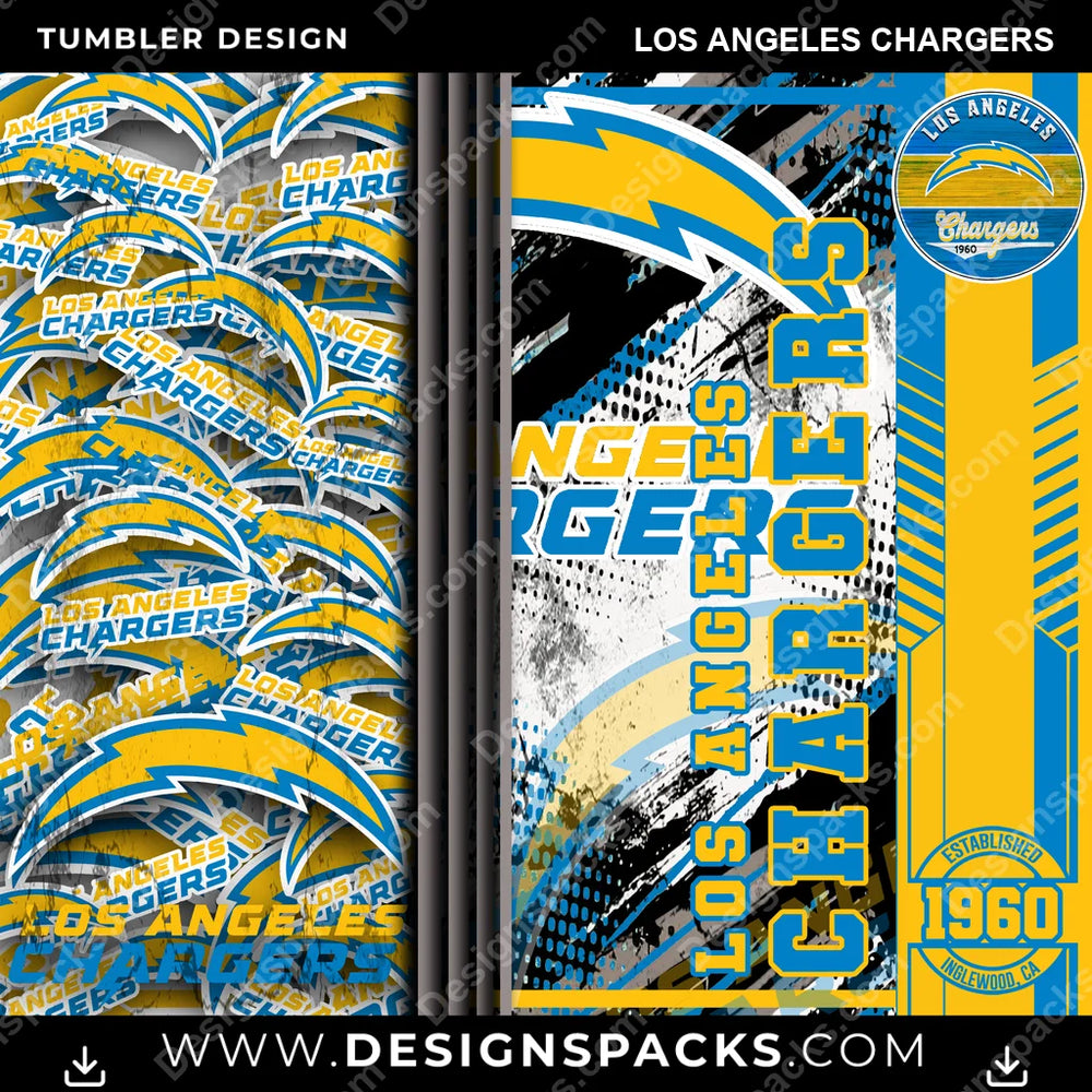 Football Sports Los Angeles Chargers NFL Football Tumbler Digital Wrap Design Download