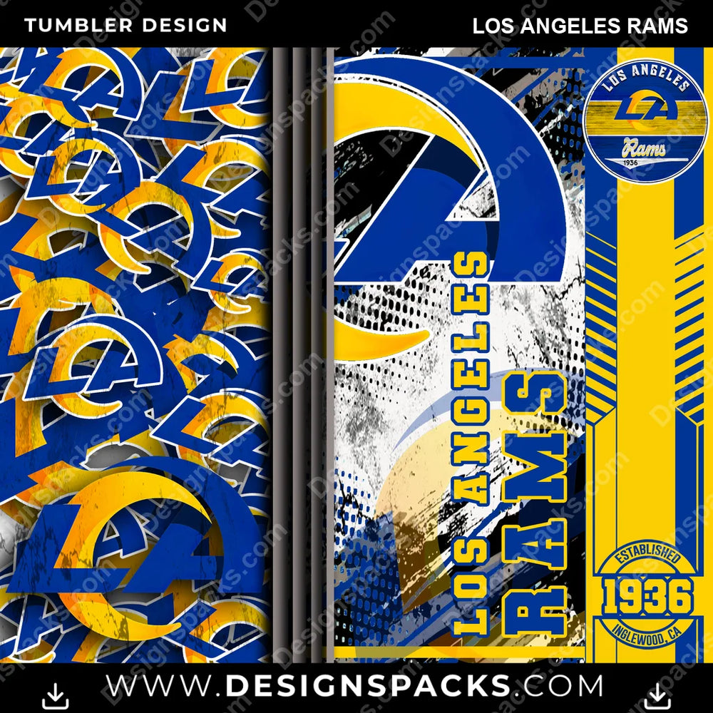 Football Sports Los Angeles Rams NFL Football Tumbler Digital Wrap Design Download