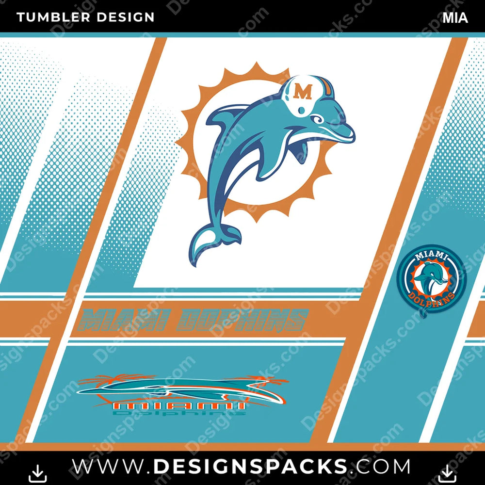 Football Sports MIA NFL Football Tumbler Digital Wrap Design Download