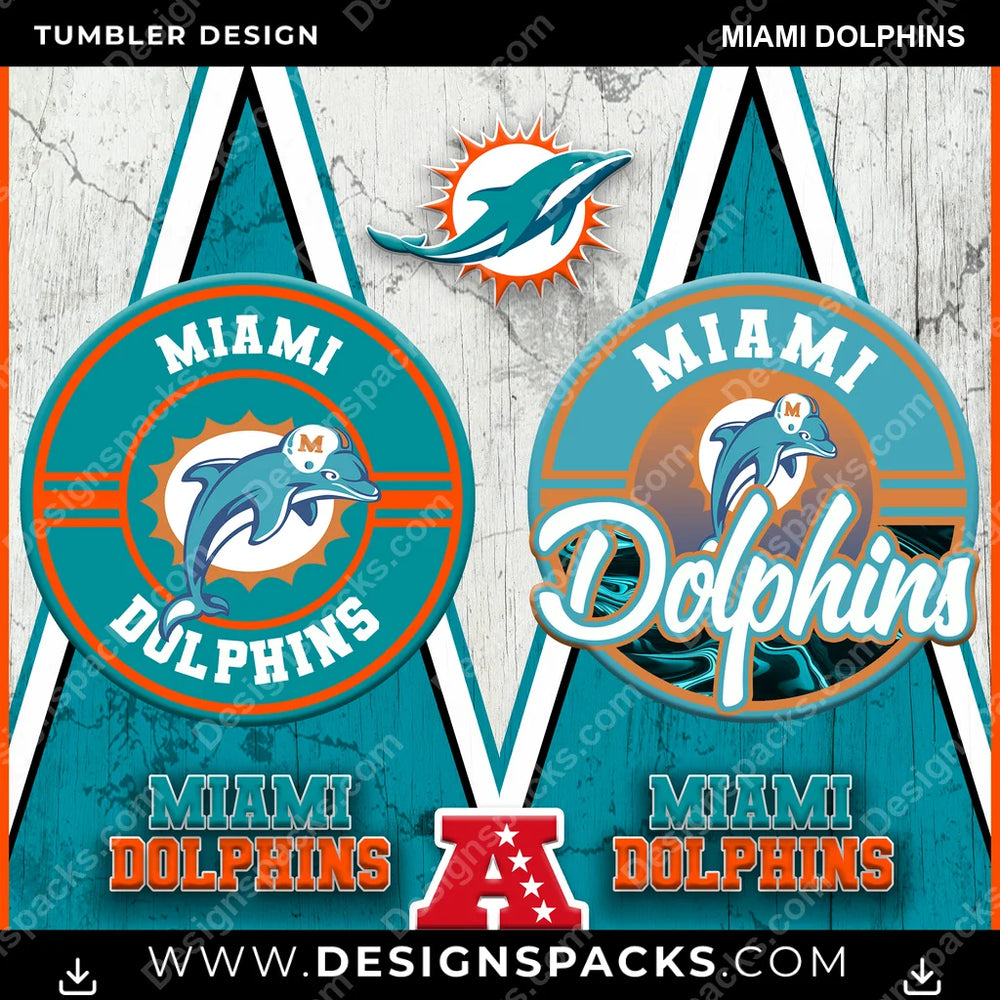 Football Sports Miami Dolphins NFL Football Tumbler Digital Wrap Design Download