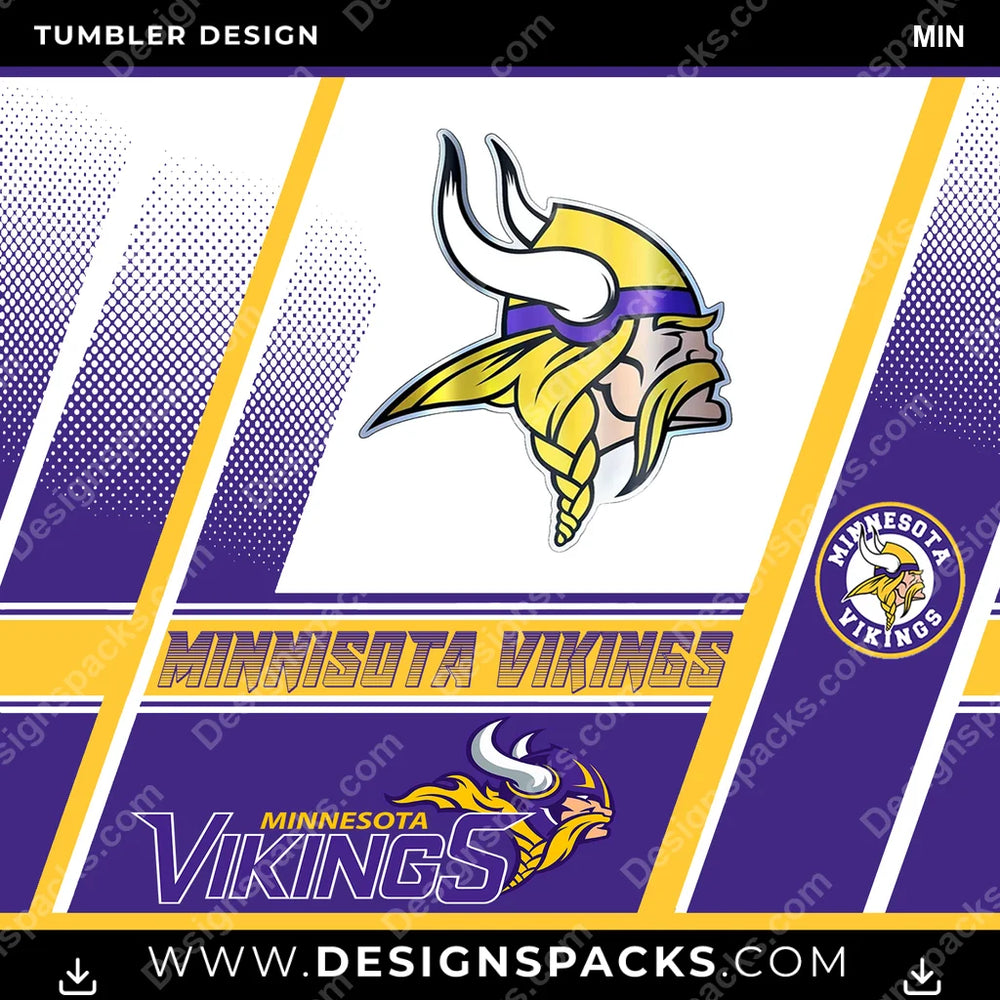Football Sports MIN NFL Football Tumbler Digital Wrap Design Download