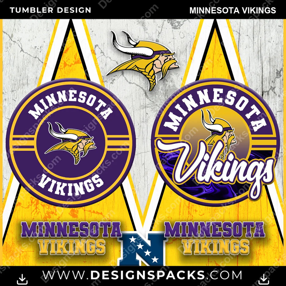 Football Sports Minnesota Vikings NFL Football Tumbler Digital Wrap Design Download