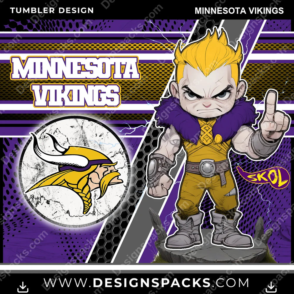 Football Sports Minnesota Vikings NFL Football Tumbler Digital Wrap Design Download
