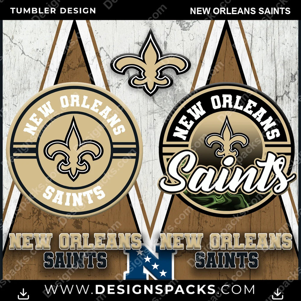 Football Sports New Orleans Saints NFL Football Tumbler Digital Wrap Design Download