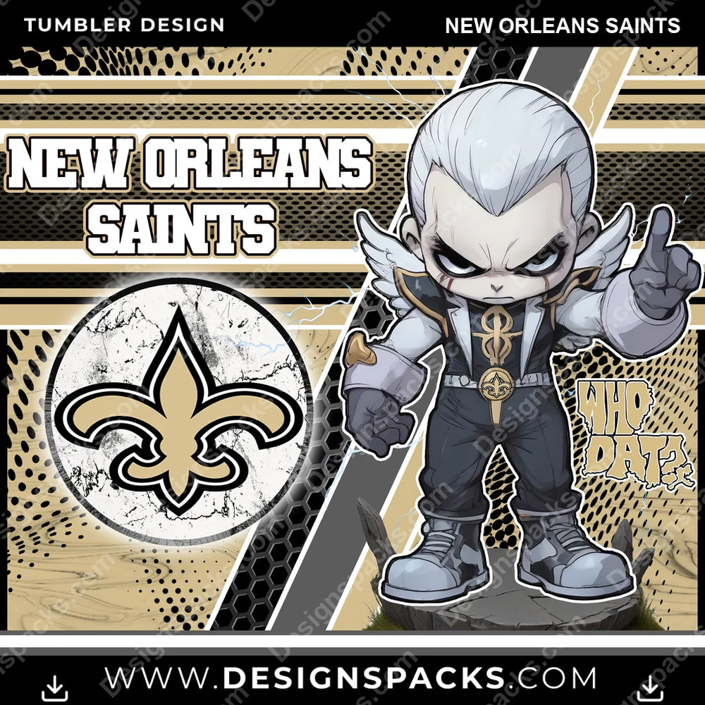 Football Sports New Orleans Saints NFL Football Tumbler Digital Wrap Design Download