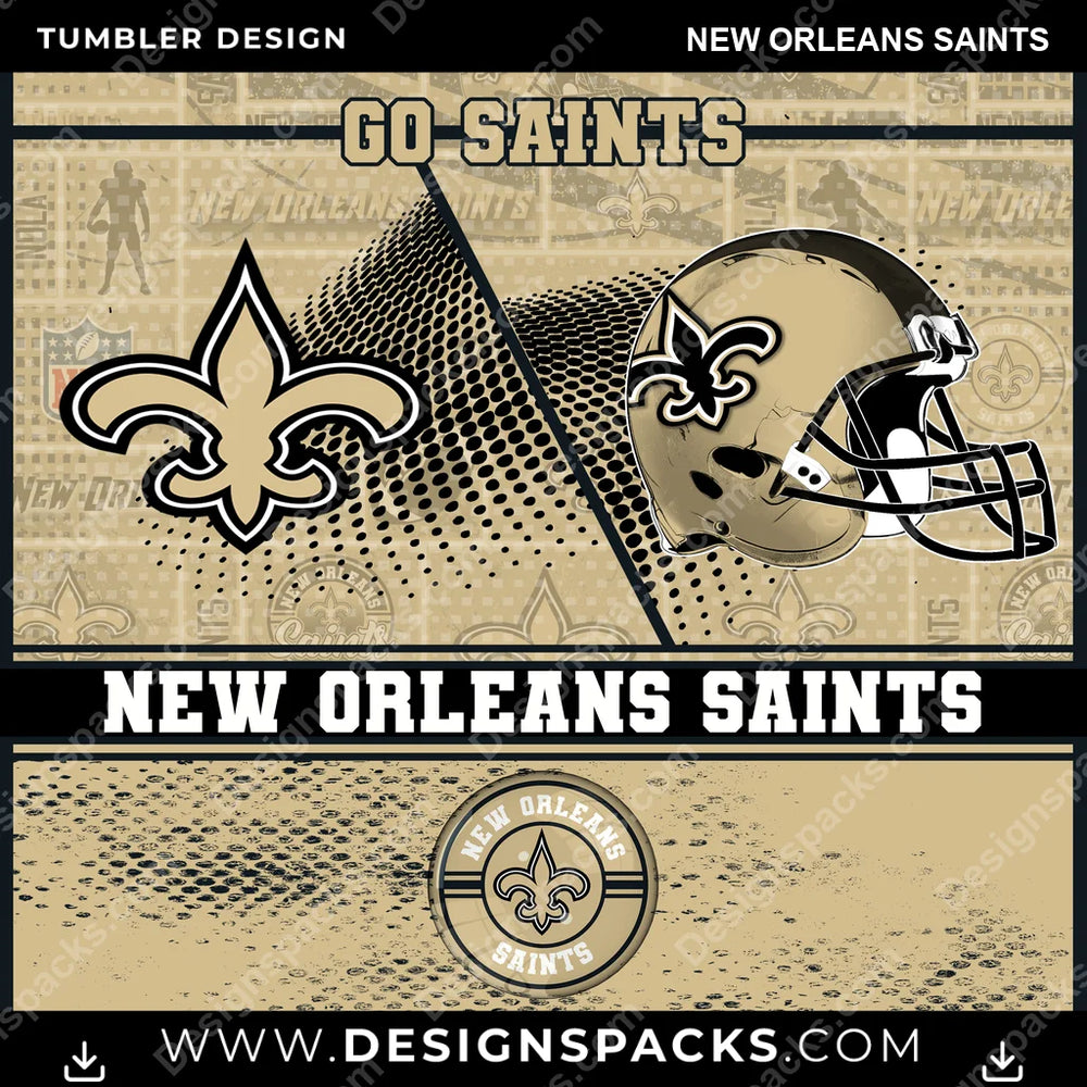 Football Sports New Orleans Saints NFL Football Tumbler Digital Wrap Design Download