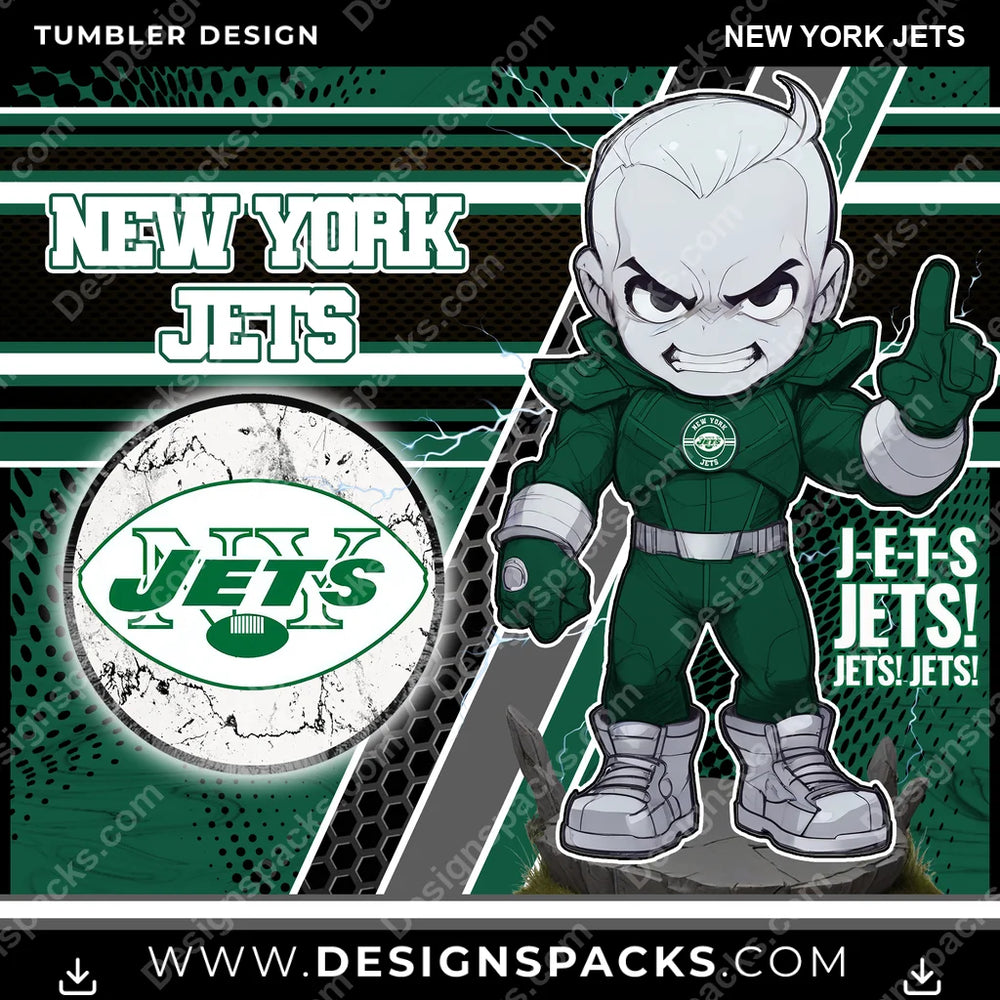 Football Sports New York Jets NFL Football Tumbler Digital Wrap Design Download