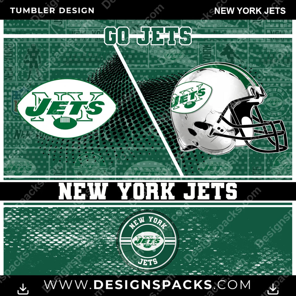 Football Sports New York Jets NFL Football Tumbler Digital Wrap Design Download