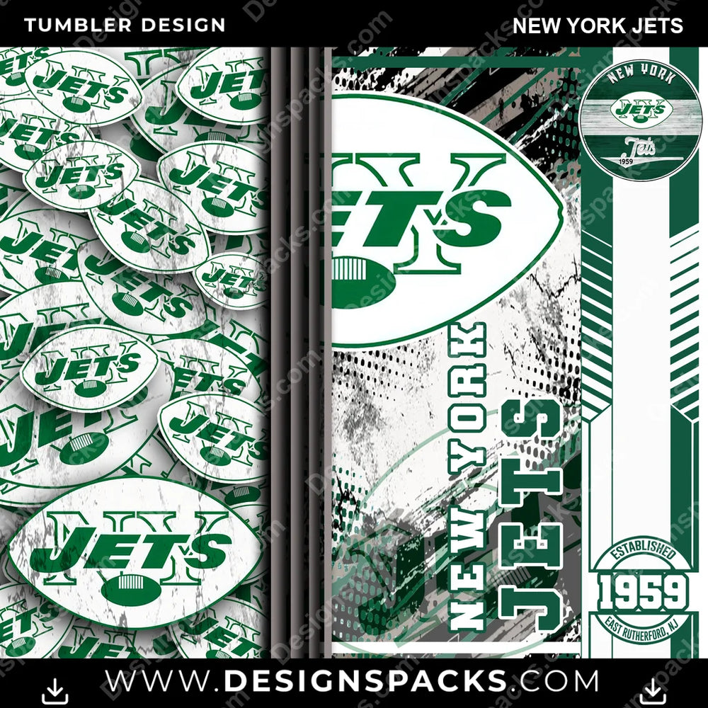 Football Sports New York Jets NFL Football Tumbler Digital Wrap Design Download