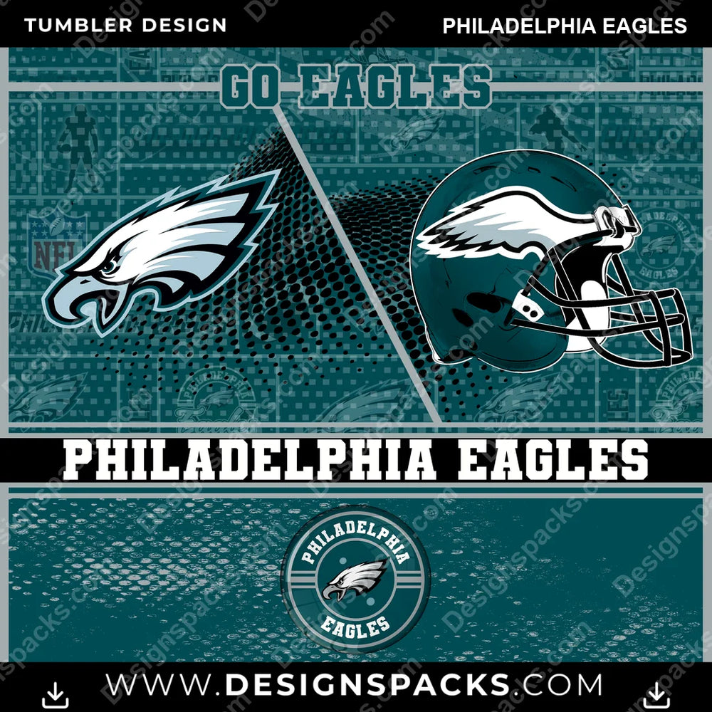 Football Sports Philadelphia Eagles NFL Football Tumbler Digital Wrap Design Download