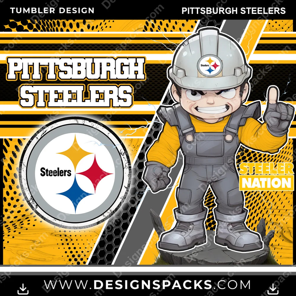 Football Sports Pittsburgh Steelers NFL Football Tumbler Digital Wrap Design Download