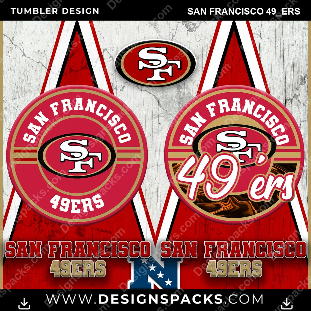 Football Sports San Francisco 49ers NFL Football Tumbler Digital Wrap Design Download