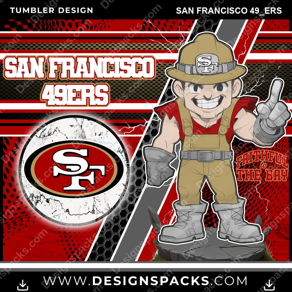Football Sports San Francisco 49ers NFL Football Tumbler Digital Wrap Design Download