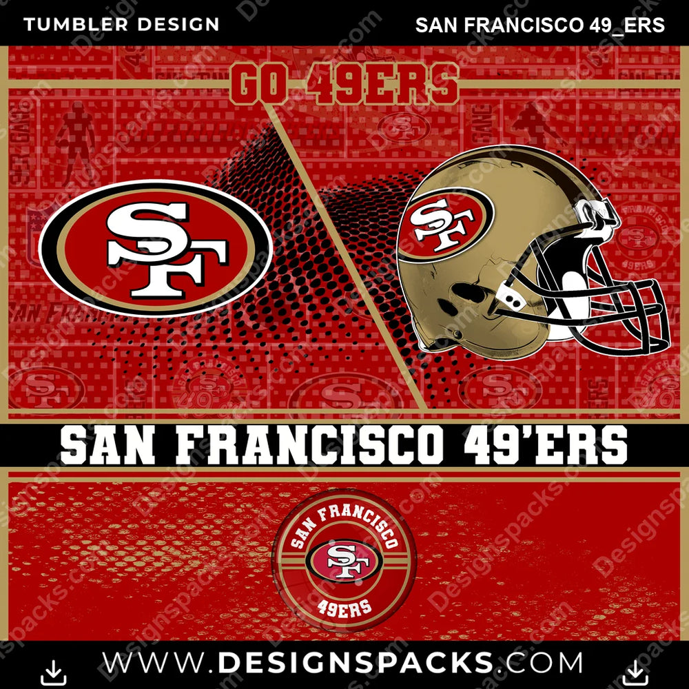 Football Sports San Francisco 49ers NFL Football Tumbler Digital Wrap Design Download