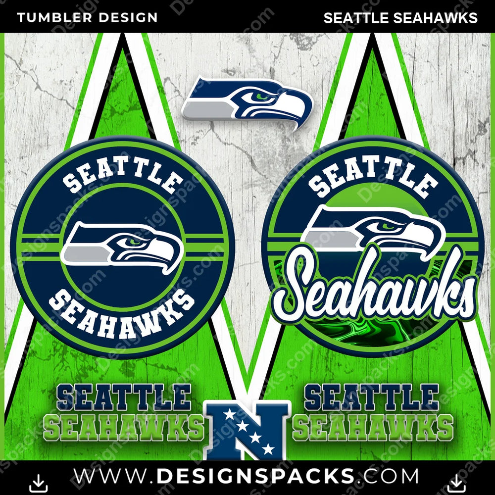 Football Sports Seattle Seahawks NFL Football Tumbler Digital Wrap Design Download