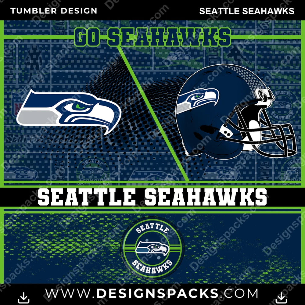 Football Sports Seattle Seahawks NFL Football Tumbler Digital Wrap Design Download