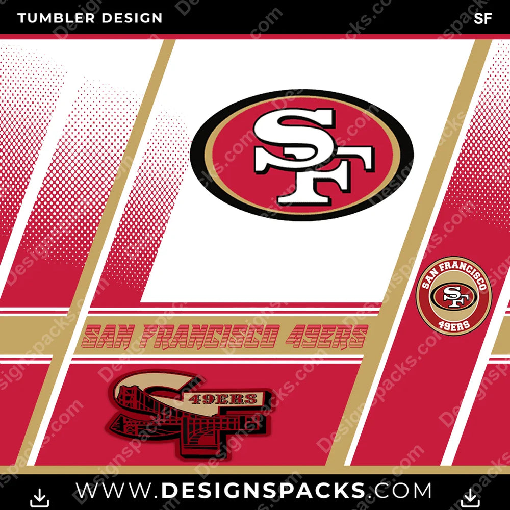 Football Sports SF NFL Football Tumbler Digital Wrap Design Download