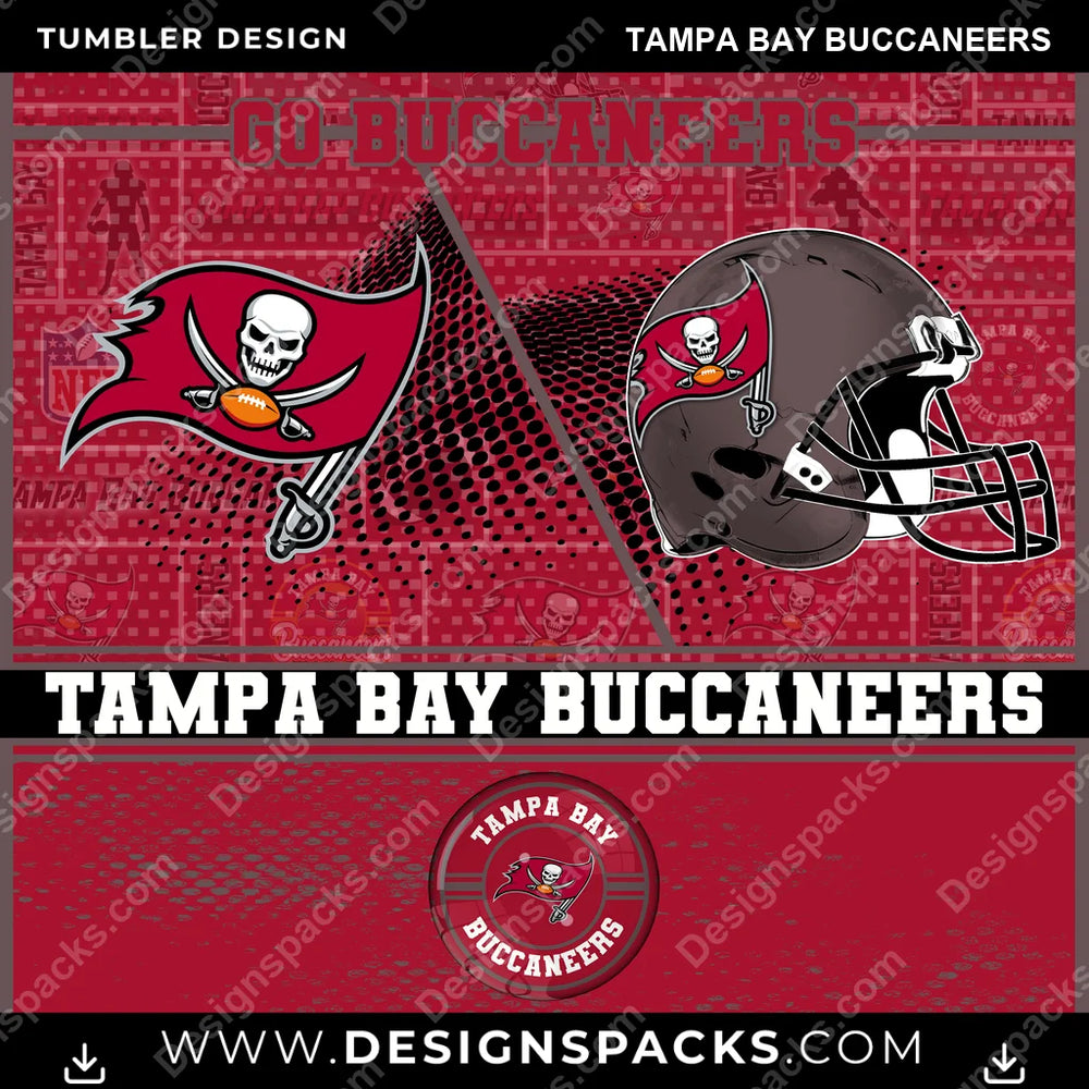 Football Sports Tampa Bay Buccaneers NFL Football Tumbler Digital Wrap Design Download