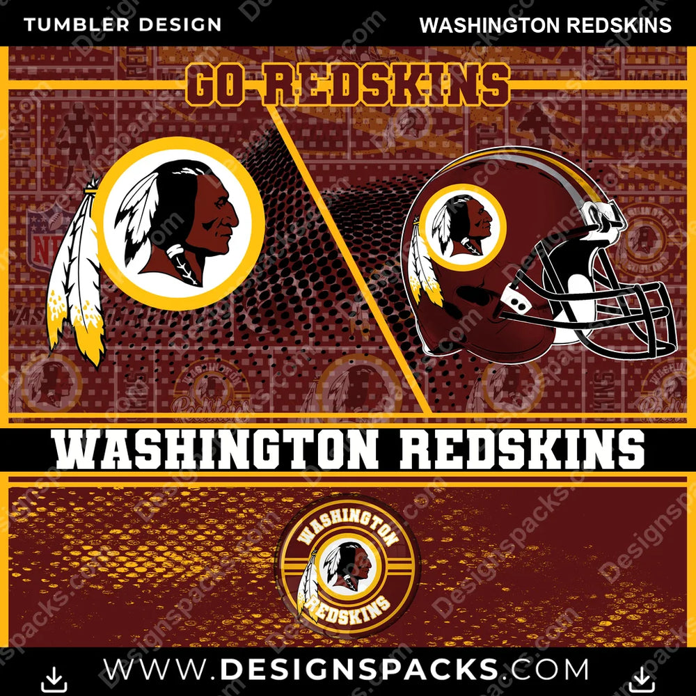 Football Sports Washington Redskins NFL Football Tumbler Digital Wrap Design Download
