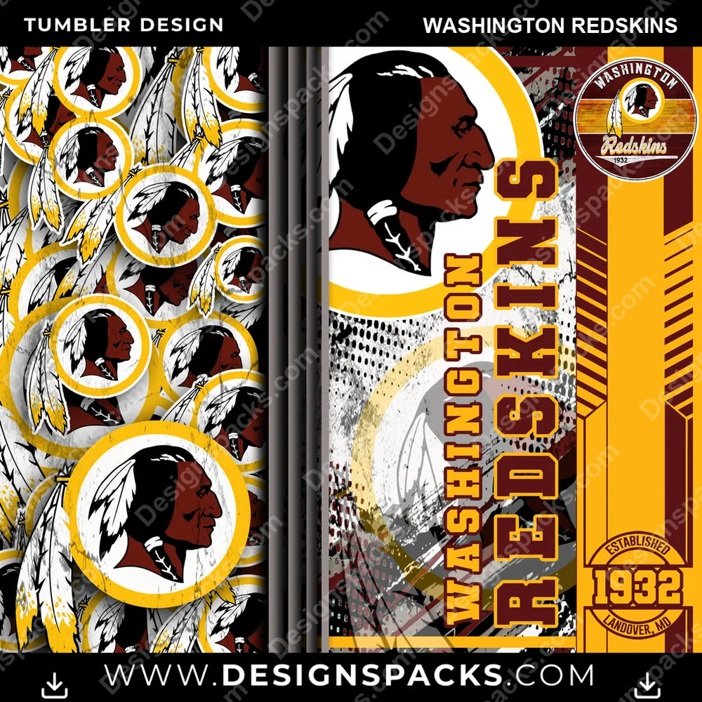 Football Sports Washington Redskins NFL Football Tumbler Digital Wrap Design Download