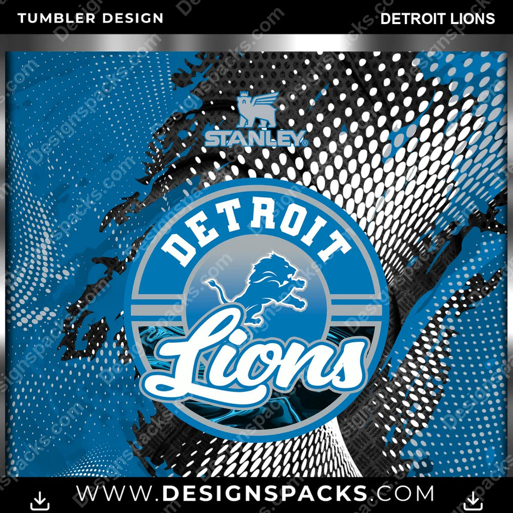 Football Stanley Detroit Lions NFL Football Tumbler Digital Wrap Design Download