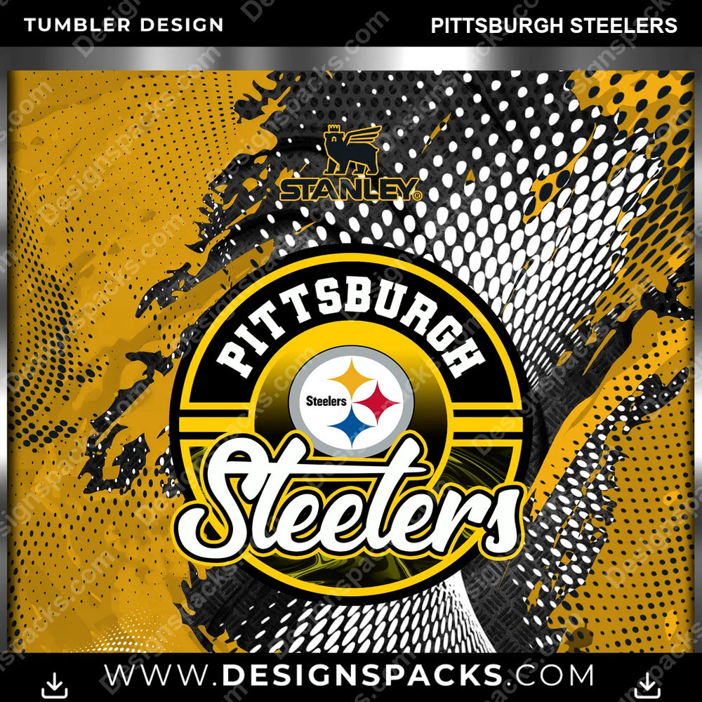 Football Stanley Pittsburgh Steelers NFL Football Tumbler Digital Wrap Design Download
