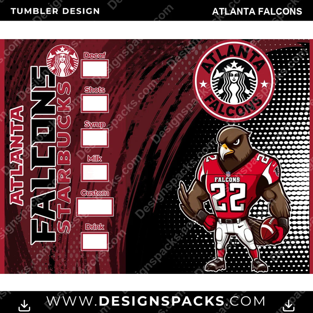 Football Starbucks Atlanta Falcons NFL Football Tumbler Digital Wrap Design Download