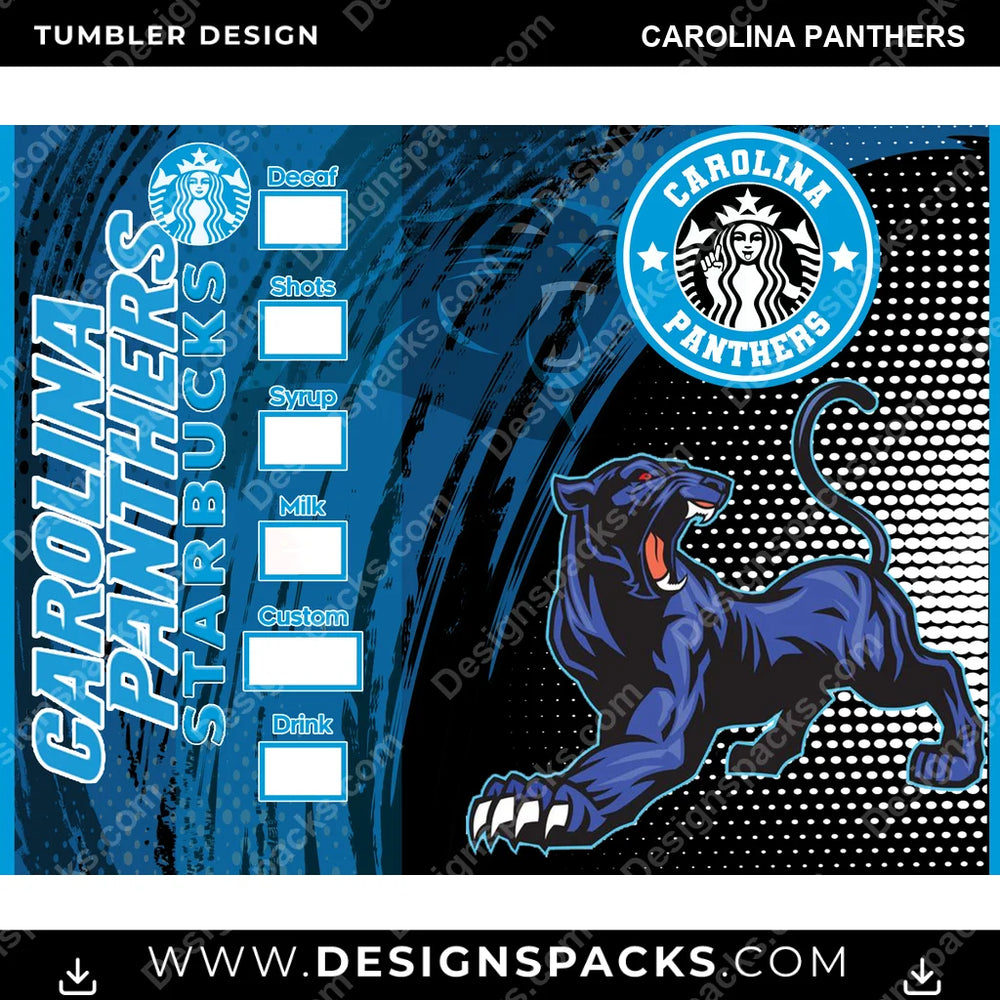 Football Starbucks Carolina Panthers NFL Football Tumbler Digital Wrap Design Download