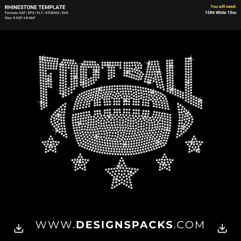 Football Stars Rhinestone Digital Template