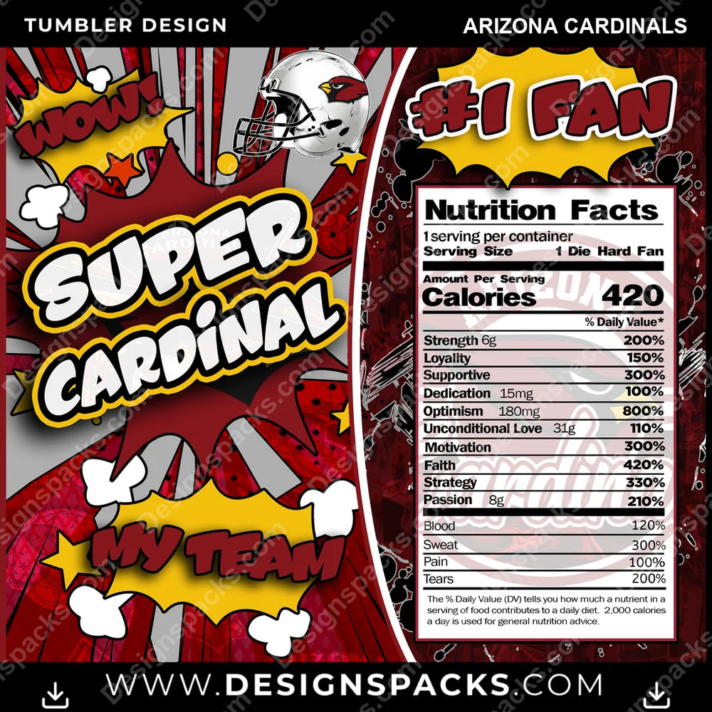 Football Super Team Arizona Cardinals NFL Football Tumbler Digital Wrap Design Download