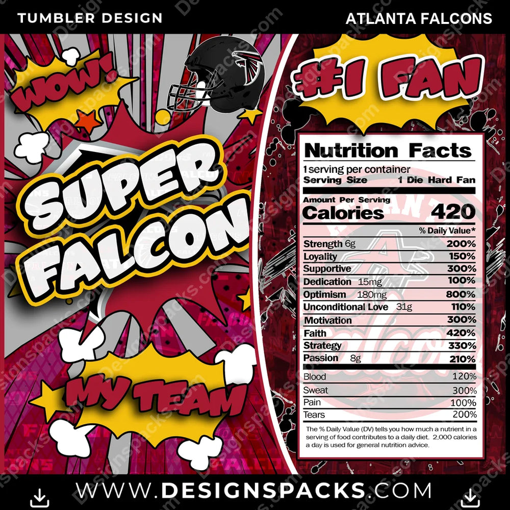Football Super Team Atlanta Falcons NFL Football Tumbler Digital Wrap Design Download