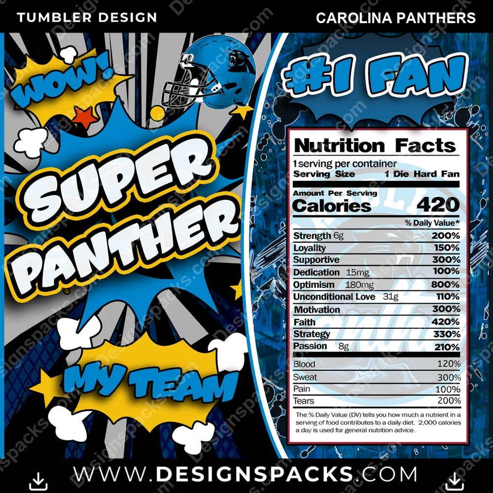 Football Super Team Carolina Panthers NFL Football Tumbler Digital Wrap Design Download