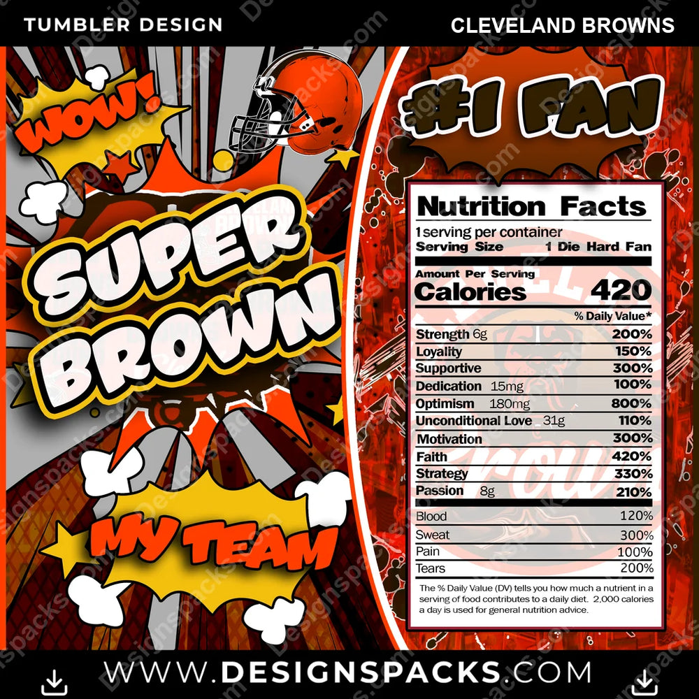 Football Super Team Cleveland Browns NFL Football Tumbler Digital Wrap Design Download
