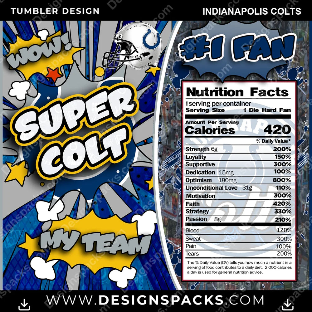 Football Super Team Indianapolis Colts NFL Football Tumbler Digital Wrap Design Download