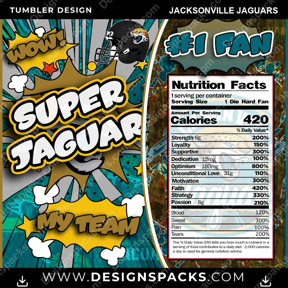 Football Super Team Jacksonville Jaguars NFL Football Tumbler Digital Wrap Design Download