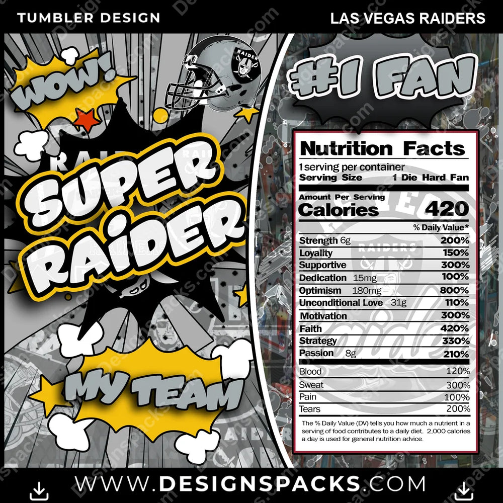 Football Super Team Las Vegas Raiders NFL Football Tumbler Digital Wrap Design Download