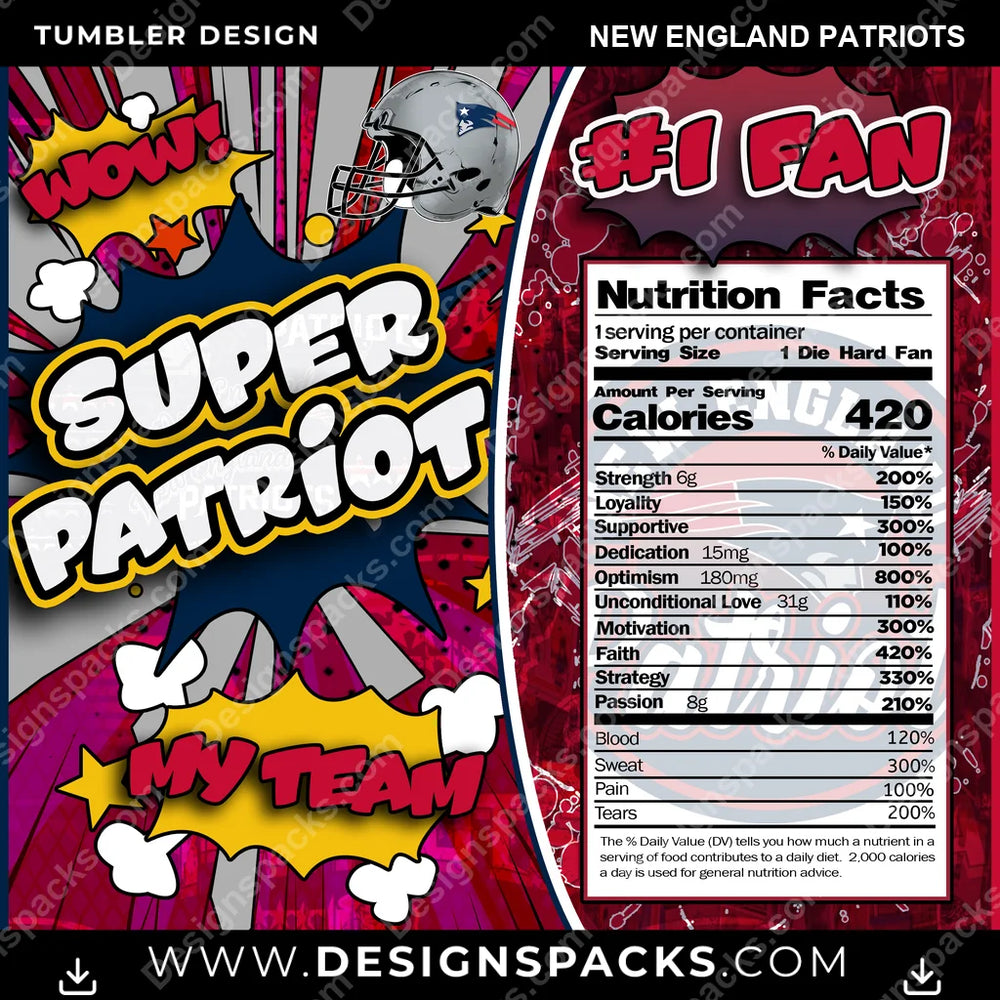 Football Super Team New England Patriots NFL Football Tumbler Digital Wrap Design Download