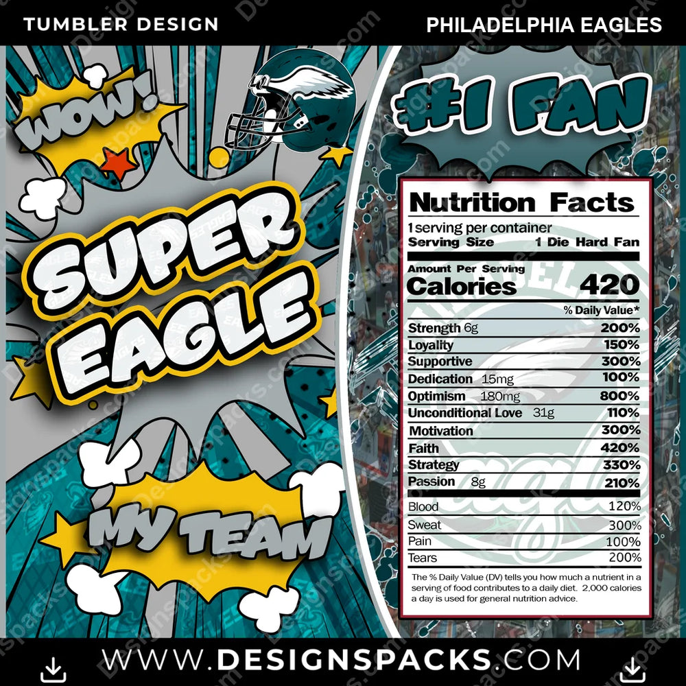 Football Super Team Philadelphia Eagles NFL Football Tumbler Digital Wrap Design Download