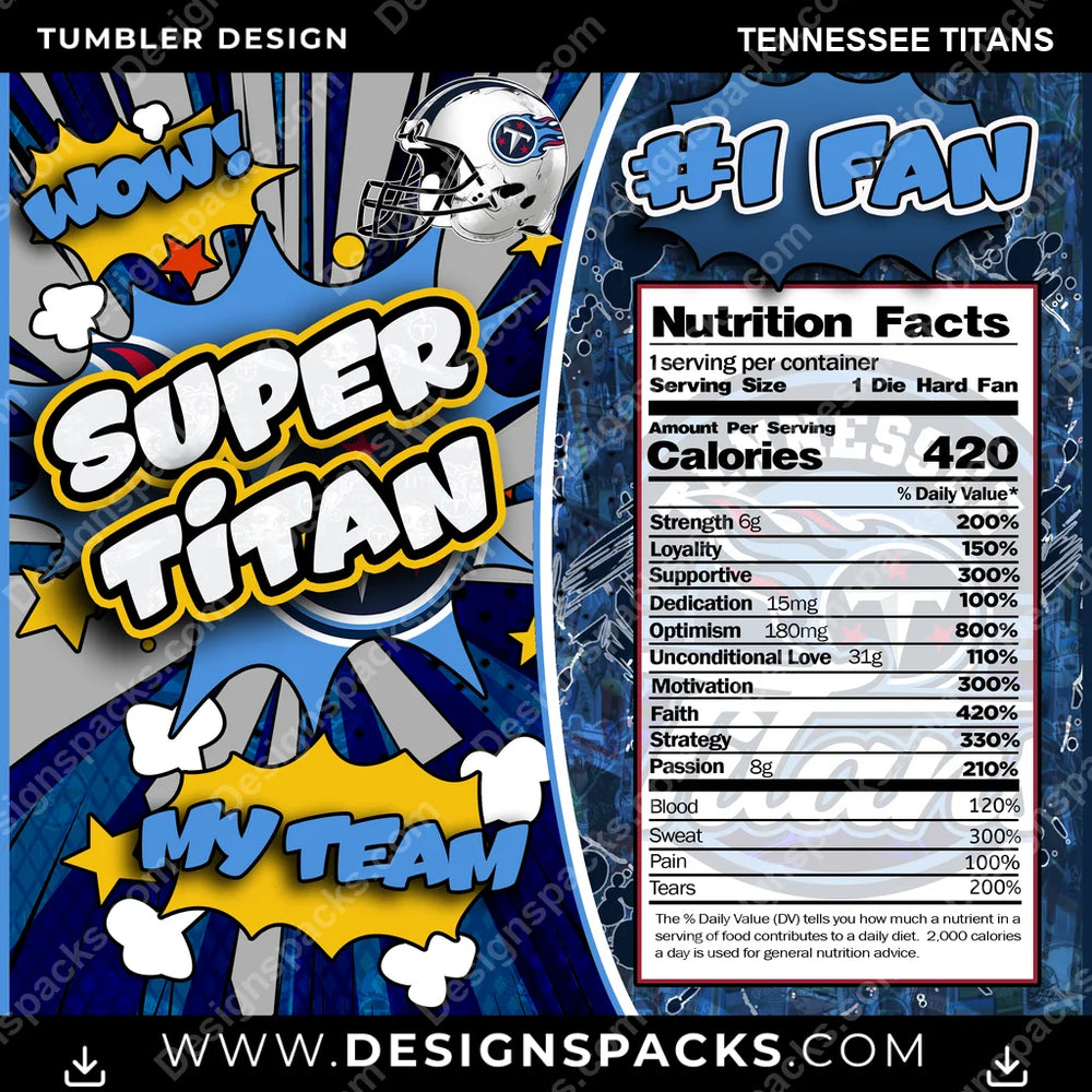 Football Super Team Tennessee Titans NFL Football Tumbler Digital Wrap Design Download