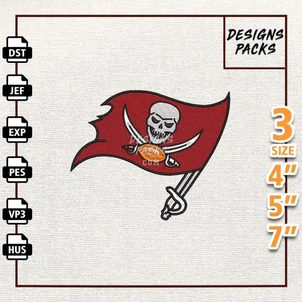 Football Tampa Bay Buccaneer Embroidery Design