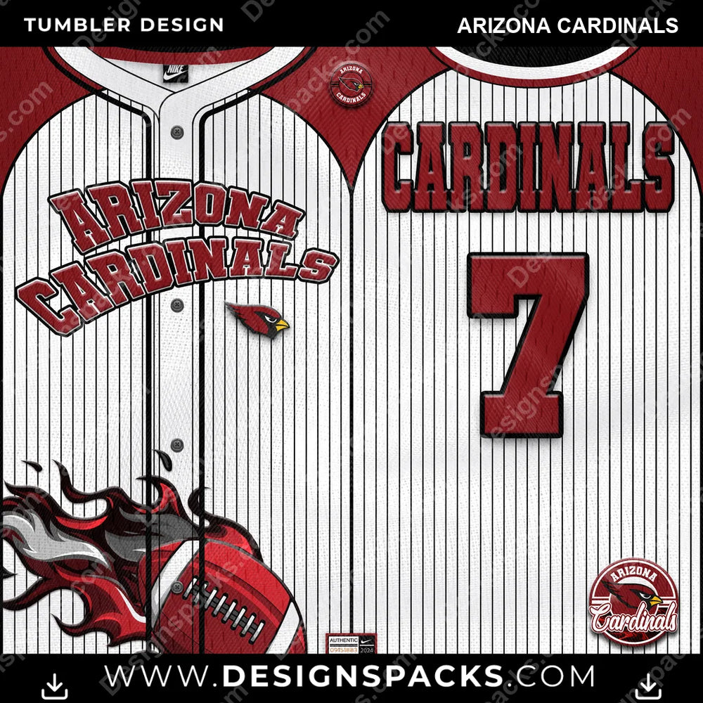 Football Team Button-Up Jersey Arizona Cardinals NFL Football Tumbler Digital Wrap Design Download