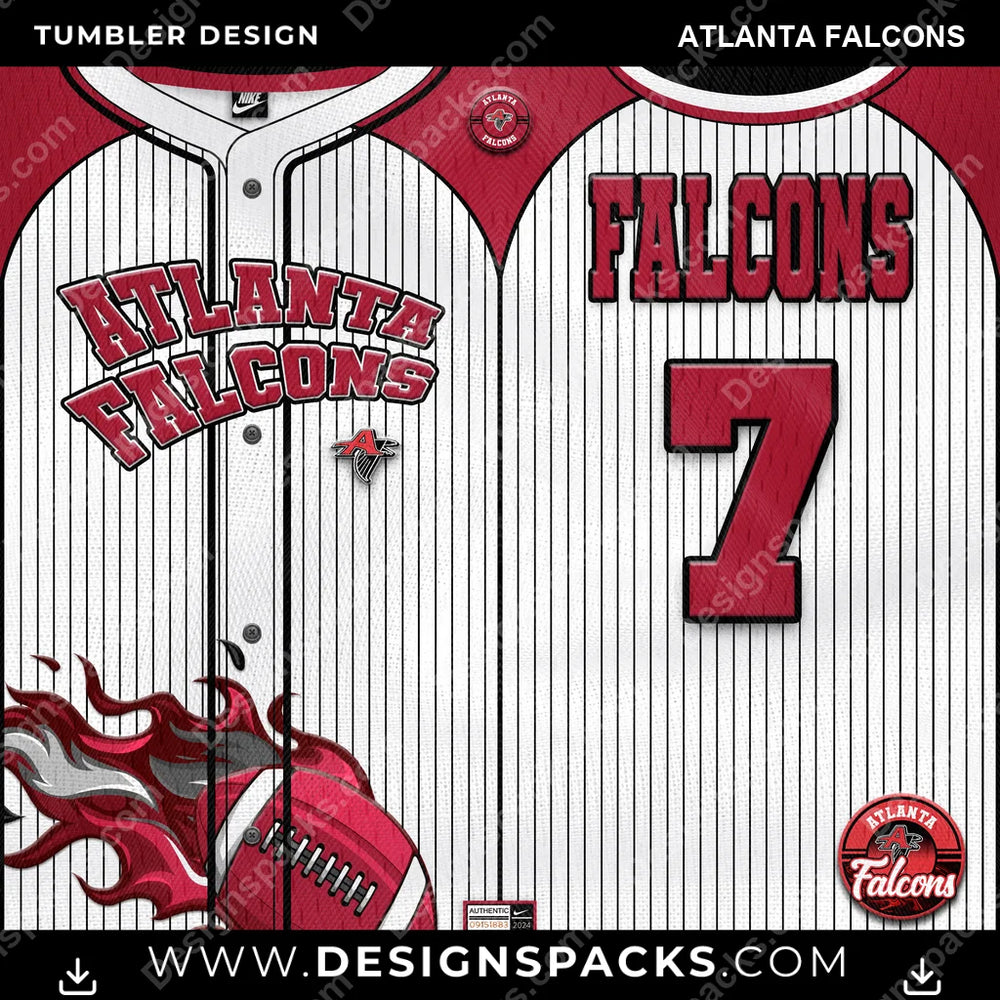 Football Team Button-Up Jersey Atlanta Falcons NFL Football Tumbler Digital Wrap Design Download